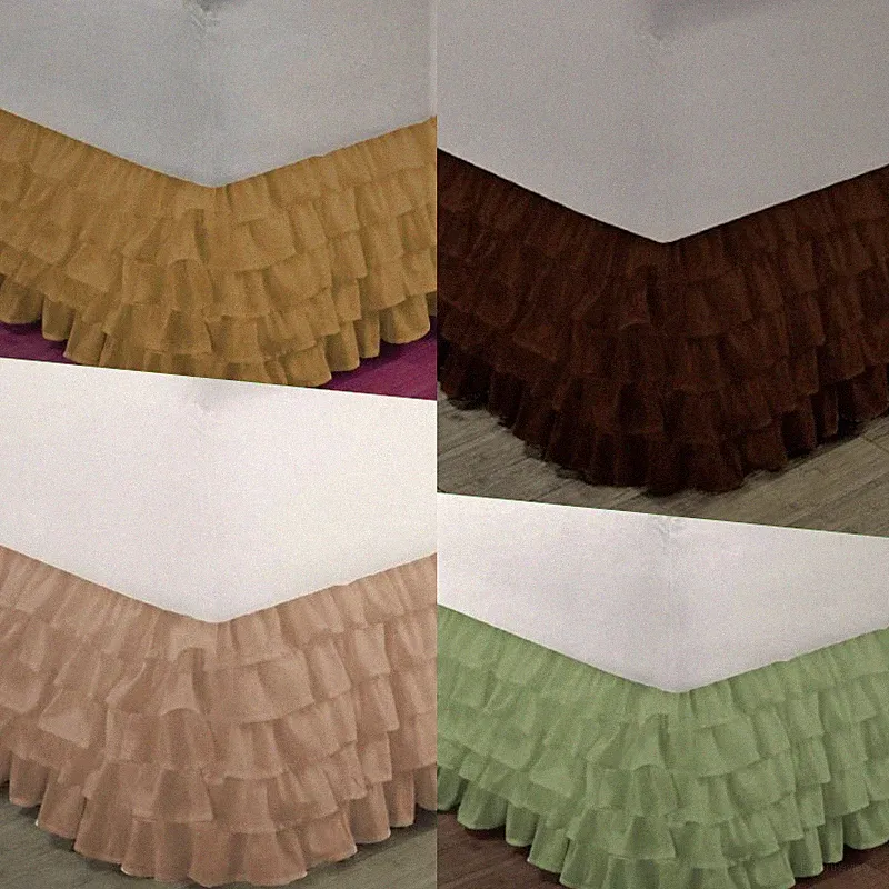 1 SOLID BEDDING DRESSING BED RUFFLED SKIRT MULTILAYERED PLATFORM 20" INCH DROP