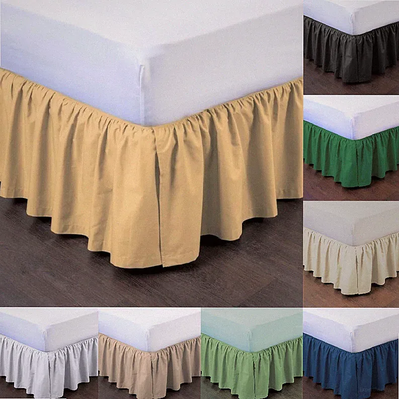 1PC BEDDING DRESSING BED PLEATED SKIRT WITH OPEN CORNERS 14" INCH DROP NEW STYLE