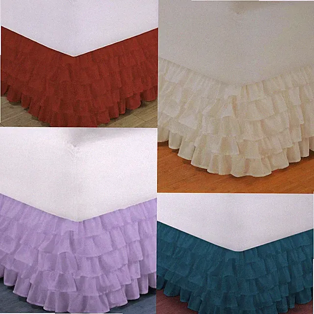 1PC MODERN SOLID DUST MULTILAYERED BED DRESSING BEDDING SKIRT 18" DROP GYPSY