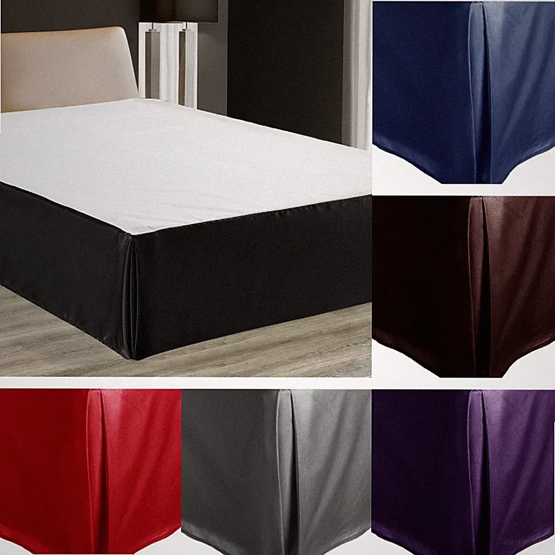 1PC SATIN BED SKIRT SOLID TAYLORED BEDDING DRESSING PLATFORM 14" INCH DROP
