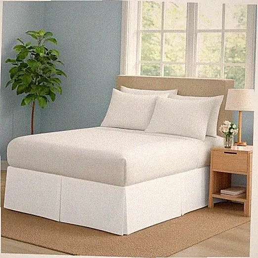 Bed Skirt Queen Size Pleated Queen 60x80 - 21 Inch Drop White Pleated Bedskirt