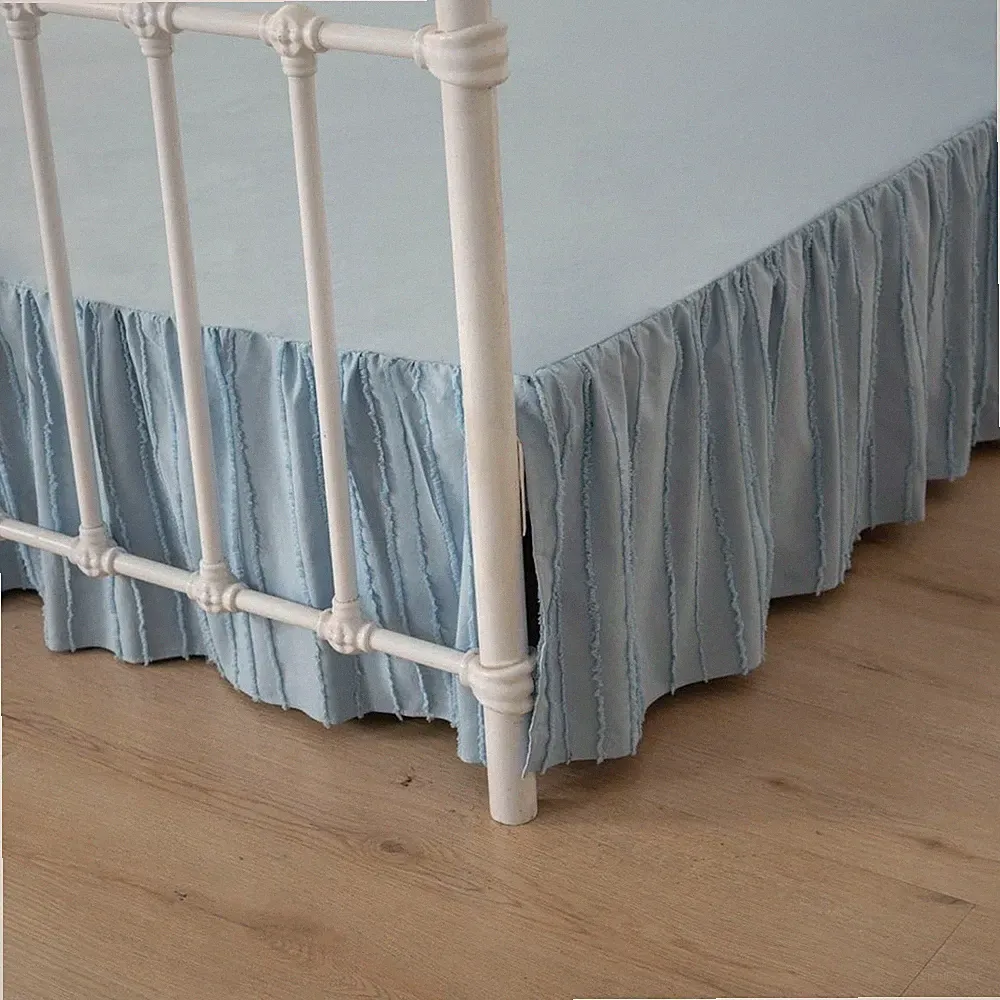 Bed Skirt Queen Size Ruffled Bed Skirts with Split Corners, 18 Inch Drop Dust...