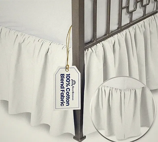 BLISS White Bed Skirt Twin Size 21 inch Drop - with Split Corners