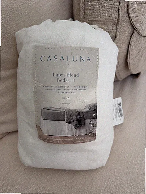 Casaluna Linen Blend Bed Skirt King Size White Bedding 15" Drop 1 Piece Set new