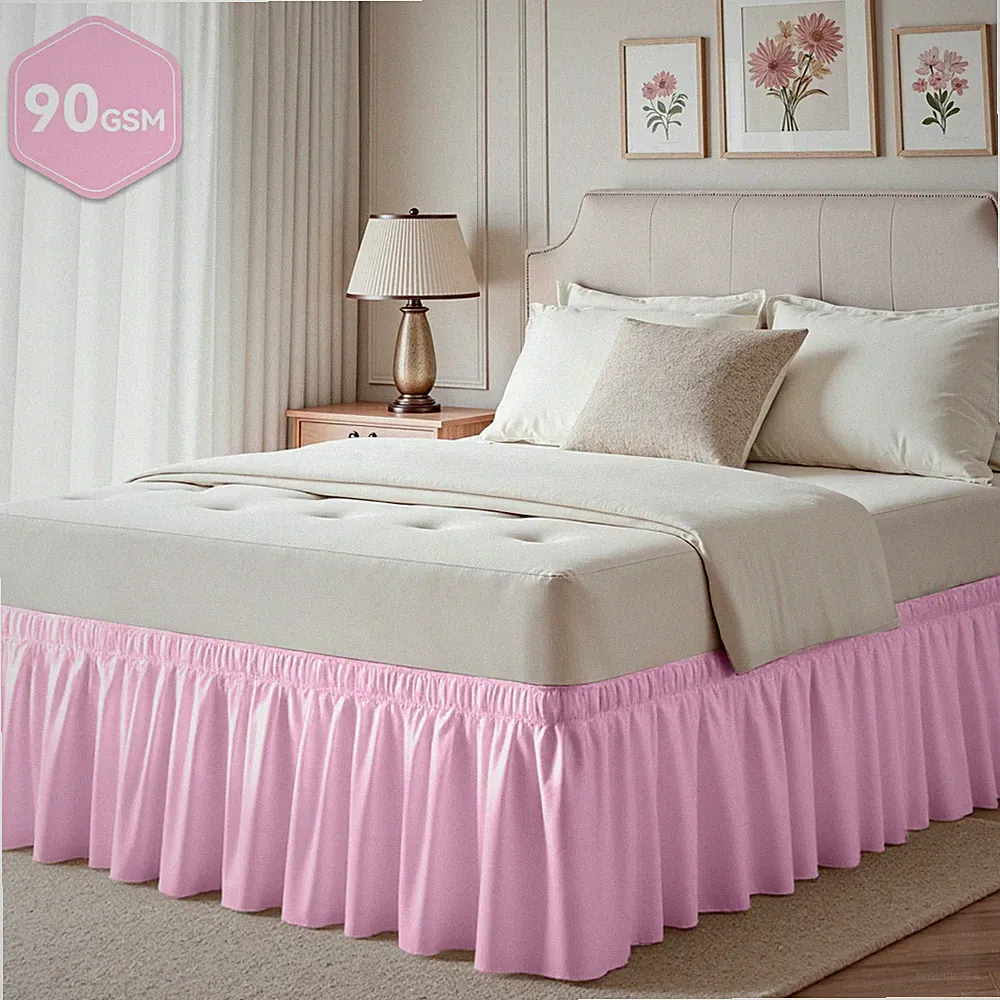 Cherry Blossom Pink Bed Skirts for Twin Size, 18-inch Tailored Drop, Adjustable
