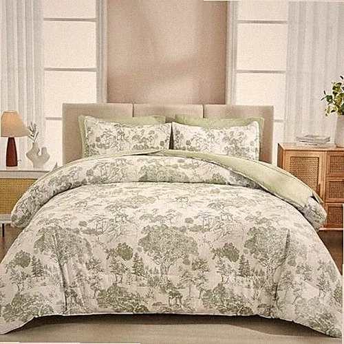 Comforter Set Size 7 Pieces Bed in a Bag Botanical Comforters Queen Sage Green