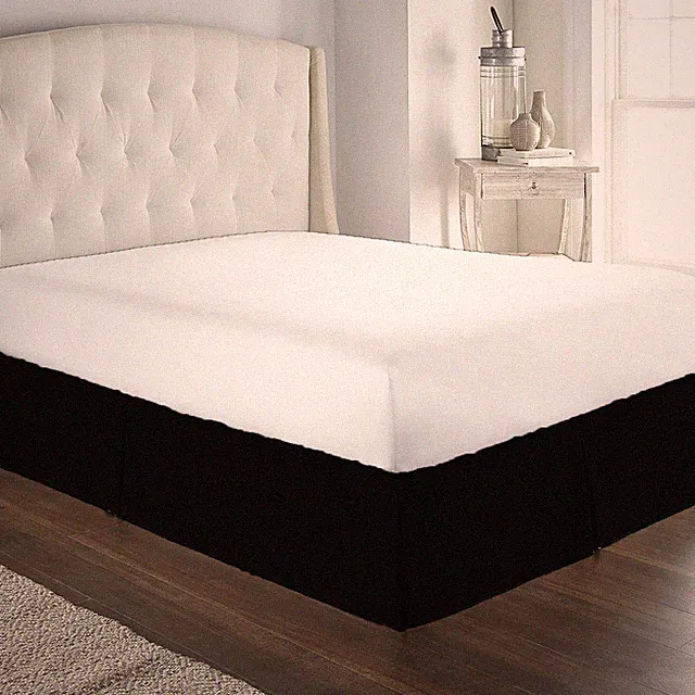 Extra Drop Length 1 PC Bed Skirt 1000 TC/1200 TC Egyptian Cotton Black Solid