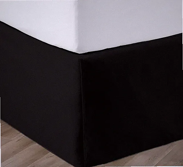 King Size 21-Inch Drop Bed Skirt - Elegant Pleated Dust Ruffle, Black