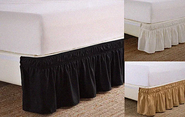 luxury 1 Bedding Bed Dressing Easy Fit Solid Skirt 14" inch Drop with ruffles
