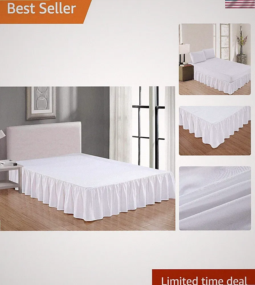 Luxury Twin Bed Skirt Microfiber White 14 Inch Drop Gathered Ruffled Bedding