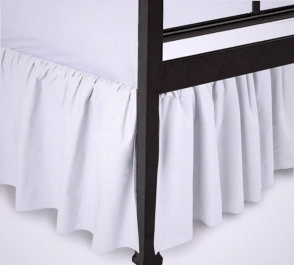 Peace Sleep Bedding - Ruffled Bed Skirt with Split Full (18" Drop), White