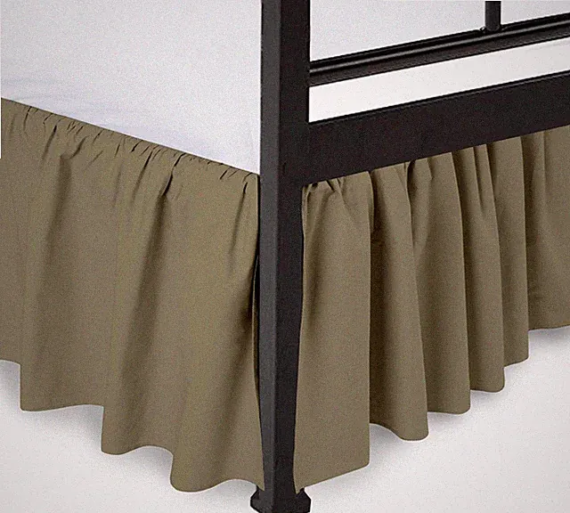 Peace Sleep Bedding - Ruffled Bed Skirt with Split King (18" Drop), Taupe