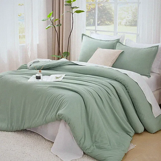 Queen Comforter Set Sage Green, 3 Pieces Lightweight Comforters Queen Size So...