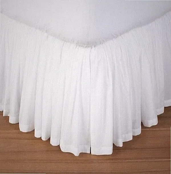 Queen Solid White 600 TC Cotton Dust Ruffle Bed Skirt Open Corner Drop 16" - 23"