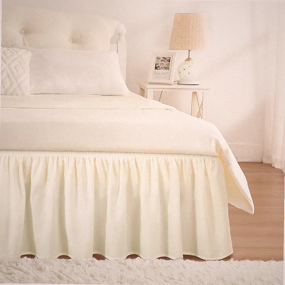 RIMELA Bed Skirts Full Size Cream Dust Ruffle 15 Full/Full XL-15" Drop