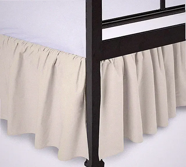 Ruffled Bed Skirt with Split Corners Ivory Queen 16 Inch Drop Bedskirt Hote...