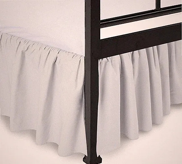 Ruffled Bed Skirt with Split Corners Light Grey King 16 Inch Drop Bedskirt...