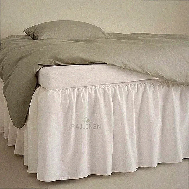 Ruffled Bed Skirt with Split Corners, Queen Dust Ruffle 21 inch Drop, 100% Mi...