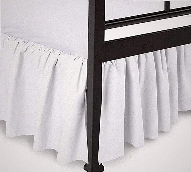 Ruffled Bed Skirt with Split Corners White Full 18 Inch Drop Bedskirt Hotel