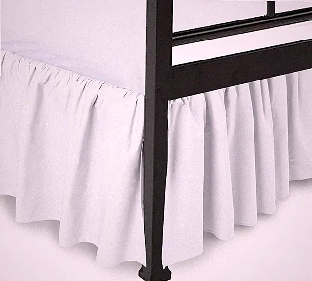 Ruffled Bed Skirt with Split Corners White King 18 Inch Drop Bedskirt Hotel...