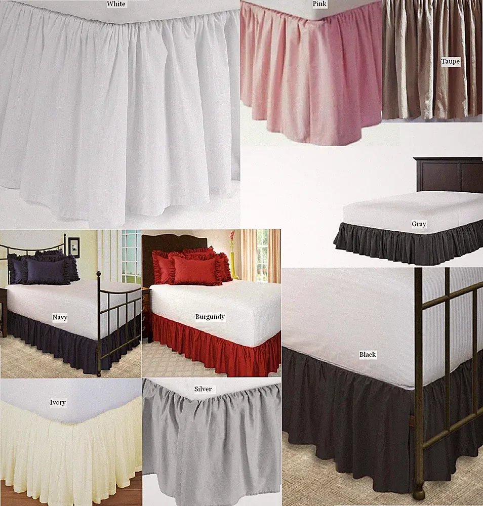 Solid Ruffle Bed Skirt 635 TC Cotton Split Corner Drop 18" 19" 20" & 21" Inch