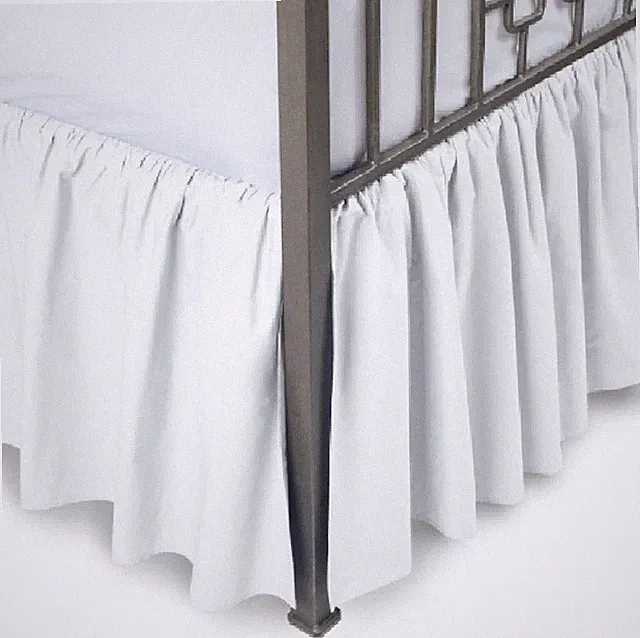 Solid White 700 TC Cotton Dust Ruffle Bed Skirt Open Corner US Bed-Size n Drop