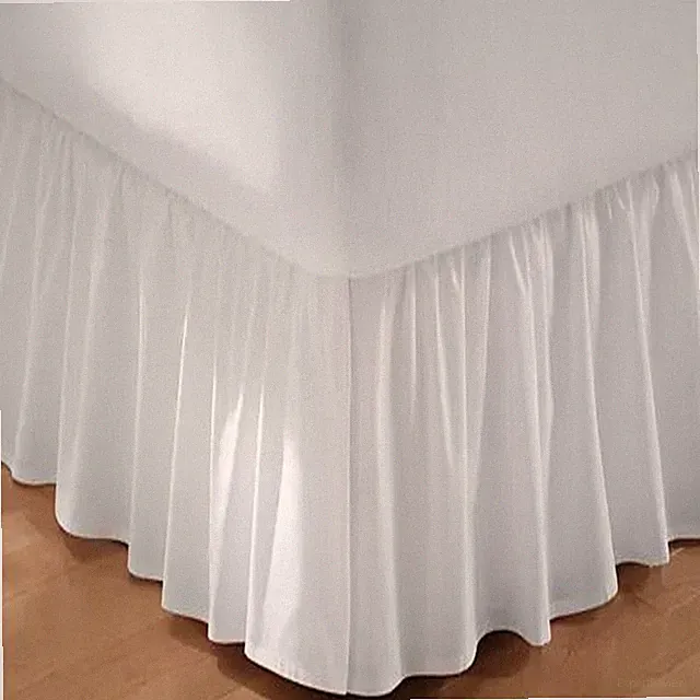 Solid White 710 TC Cotton Dust Ruffle Bed Skirt || Open Corner US Bed Size/Drop