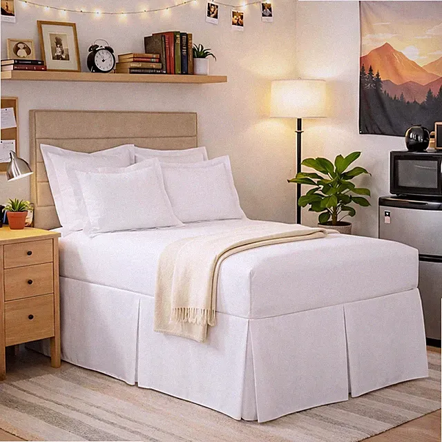 Space Maker Extra-Long 21" Drop Length Bed Skirt, Queen, White