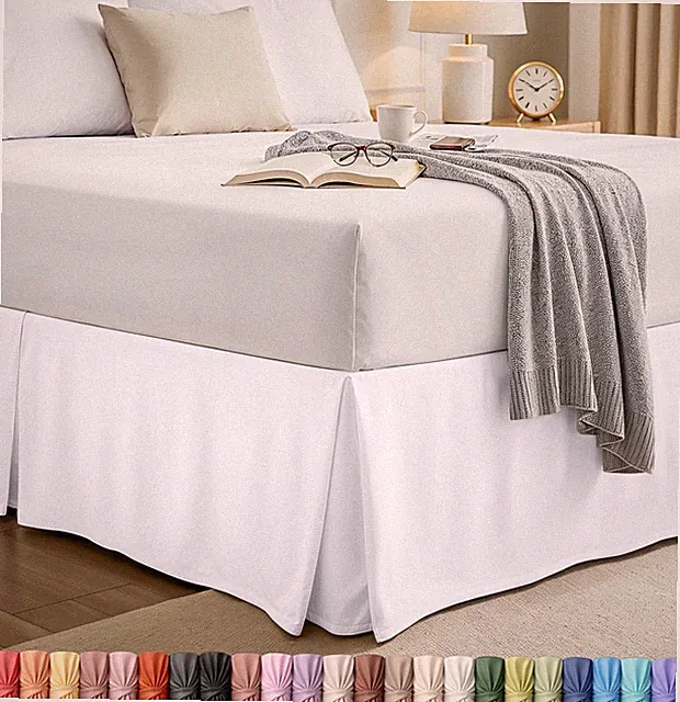 Twin White Bed Skirt - Hotel Quality, 15" Drop, Fade & Shrink Resistant