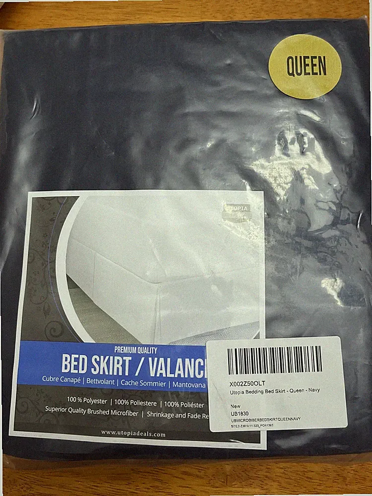 Utopia Bedding Bed Skirt, Navy Blue, Queen, 100% Polyester Microfiber NEW