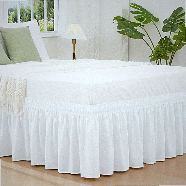 Vocander White Queen Size Bed Skirt 18 Inch Drop Queen-18" Drop