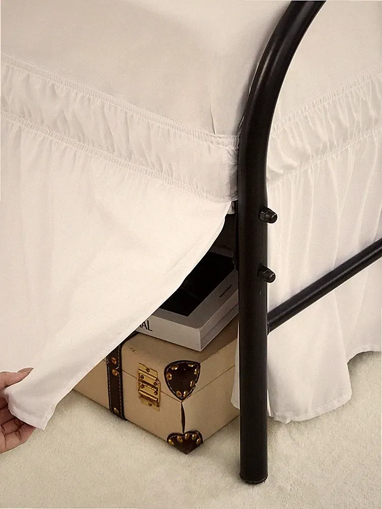 White Bed Skirts with Split Corners Queen Size 21 Inch Drop,Elastic Bed Skirt...