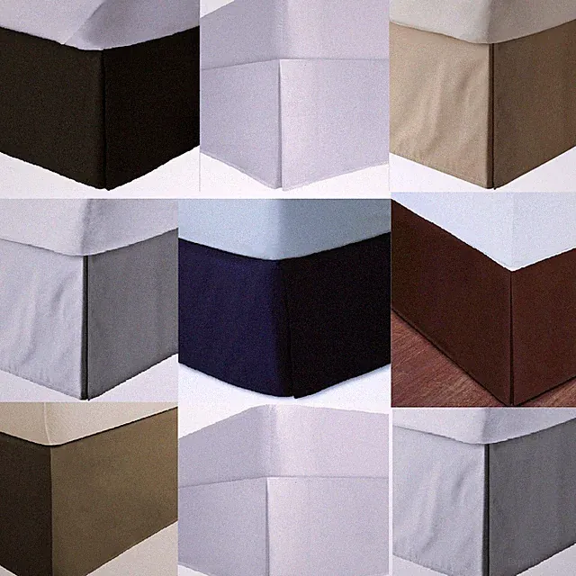 Wrap Around 3 Side Pleated Bed Skirt, 600 TC Solid Cotton, Drop 21" - 24" in.