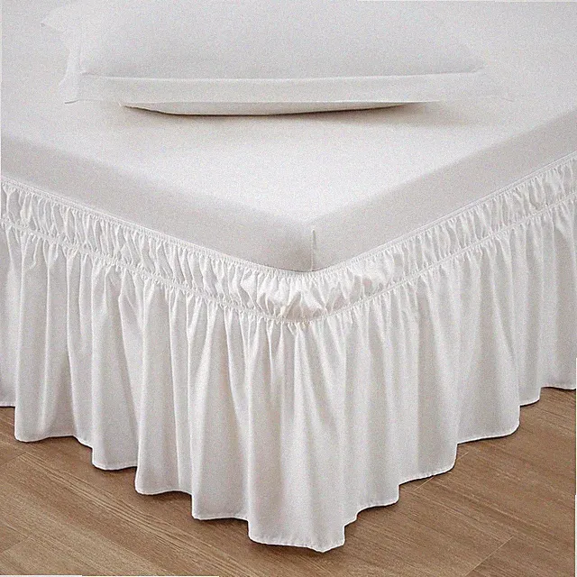 Wrap Around Bed Skirt Three Fabric Sides Elastic Dust Ruffled 16 Inch Tailored D